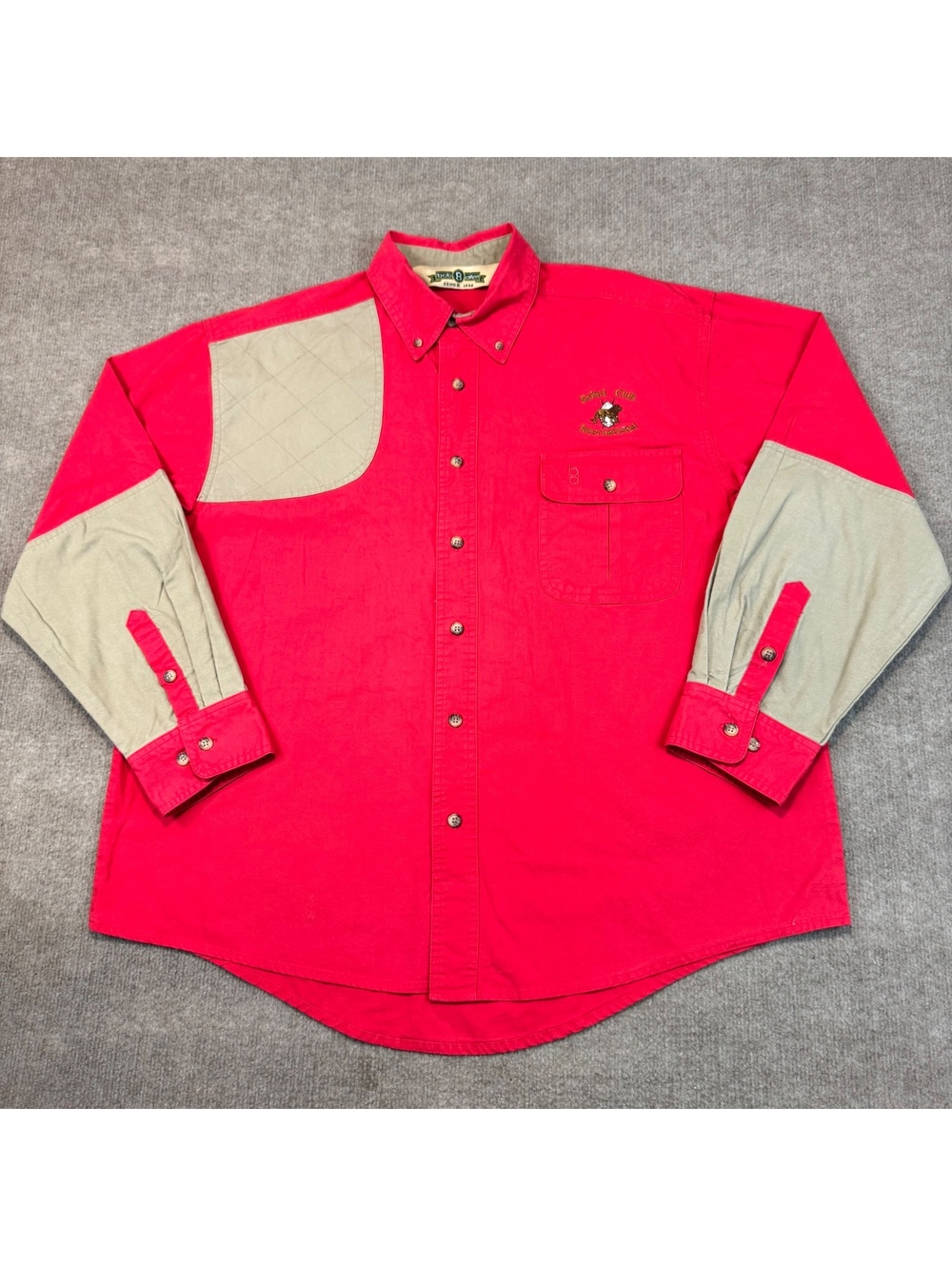 Vintage Bob Allen Shooting Shirt Red Twill Mens L Sportsman Safari Club Int’l